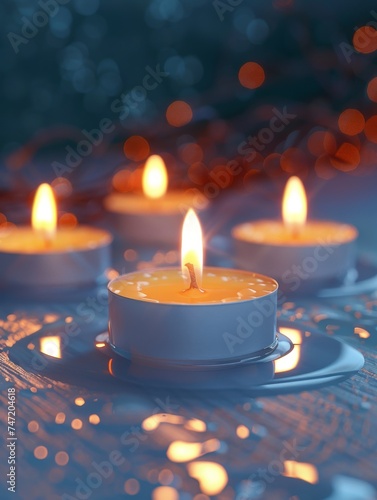 Group of Lit Candles on Table