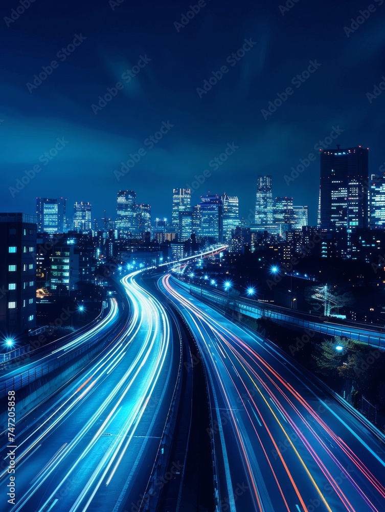 Nighttime Cityscape Long Exposure