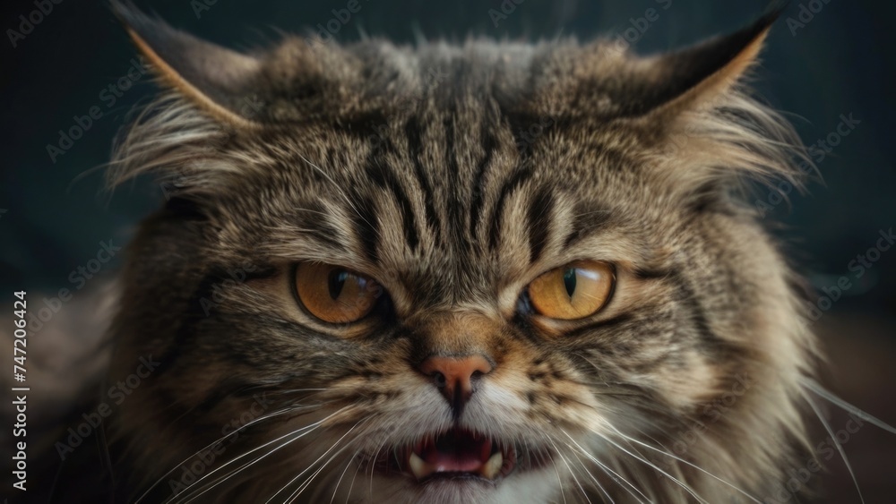 Close-up angry cat Close-up angry cat