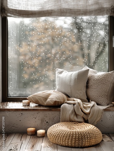 Window Sill With Pillows and Blankets