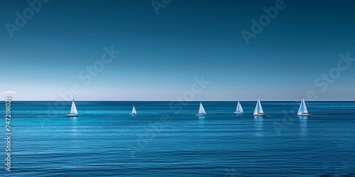 Group of Sailboats on Large Body of Water