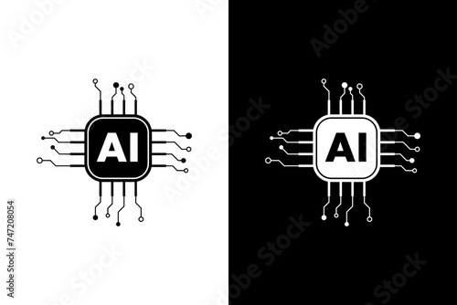 AI generator or processor. Artificial intelligence concept. AI electrical board. Artificial intelligence generative process. Vector
