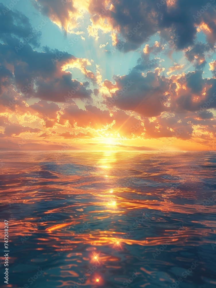 Fototapeta premium Sun Sets Over Ocean