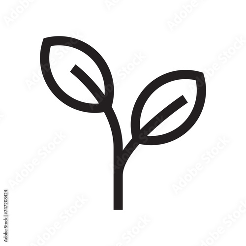 Sprout icon logo. One shape style plant isolated on white background