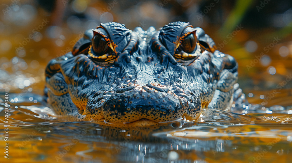 Obraz premium wildlife photography, authentic photo of a crocodile in natural habitat, taken with telephoto lenses, for relaxing animal wallpaper and more