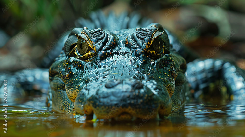 Fototapeta premium wildlife photography, authentic photo of a crocodile in natural habitat, taken with telephoto lenses, for relaxing animal wallpaper and more