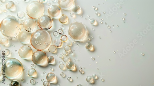 Golden Serum Bubbles on Transparent Surface Skincare
