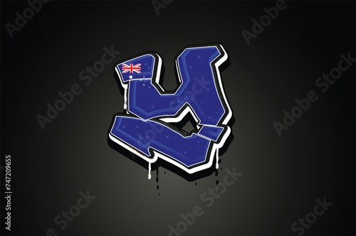 Australia Y Hand Lettering Graffiti alphabet Vector template 