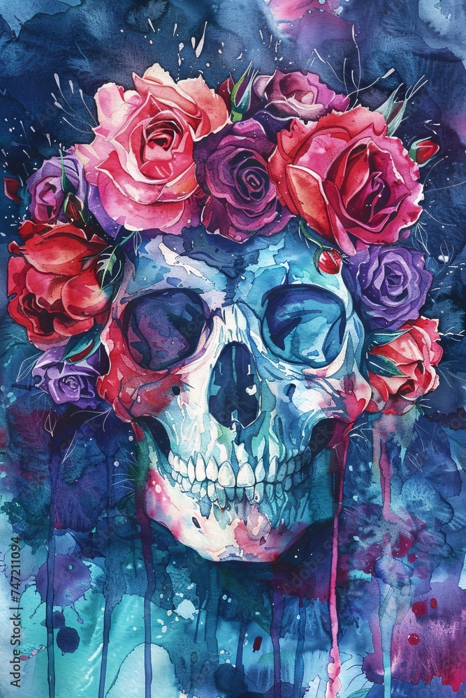 Floral Skull A Colorful and Artistic Tribute to the Month of Love Generative AI