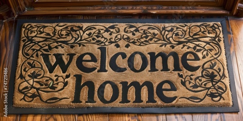 Welcome mat in front of the house 