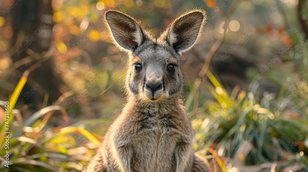 Fototapeta premium wildlife photography, authentic photo of a kangaroo in natural habitat, taken with telephoto lenses, for relaxing animal wallpaper and more