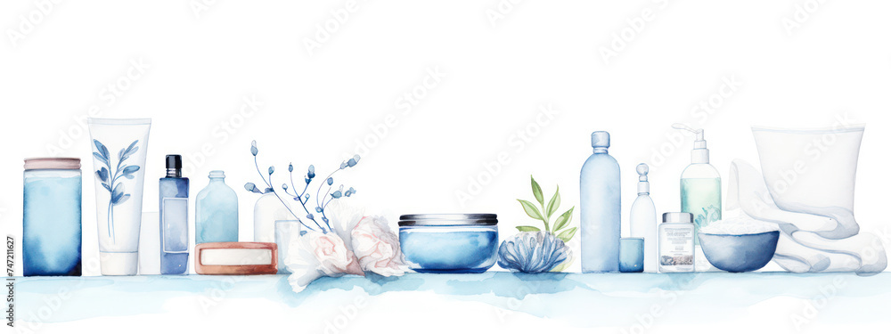 Natural Beauty: Tranquil Spa Therapy with Aromatic Oil, Fresh Flowers, and Hygiene Essentials on White Towel Natural Beauty: Tranquil Spa Therapy with Aromatic Oil, Fresh Flowers, and Hygiene Essentials on White Towel