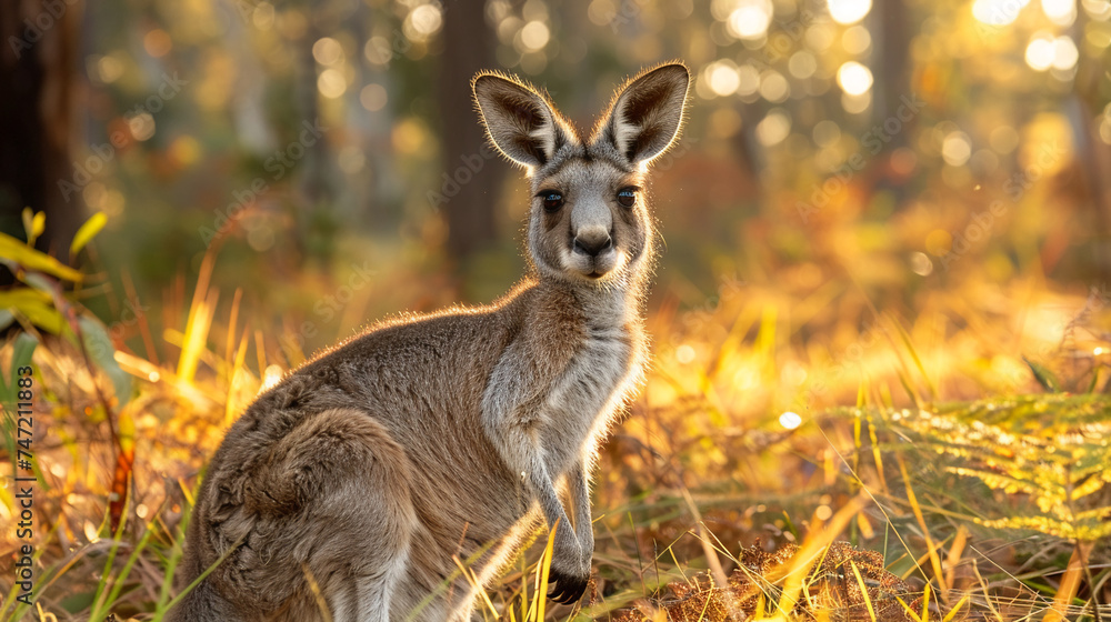 Fototapeta premium wildlife photography, authentic photo of a kangaroo in natural habitat, taken with telephoto lenses, for relaxing animal wallpaper and more