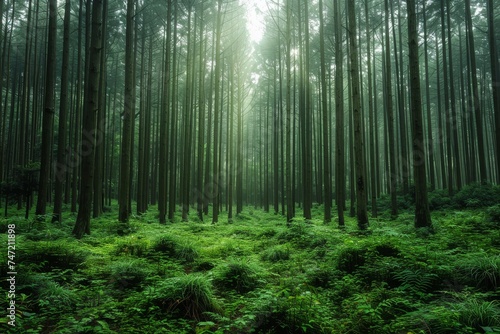 Dense Forest With Tall Trees