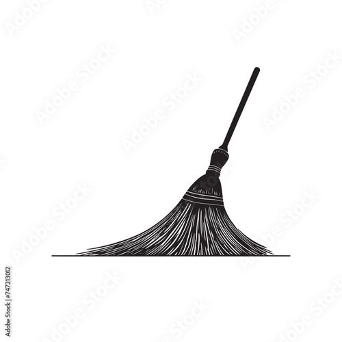 Silhouette of a broom isolated on white background