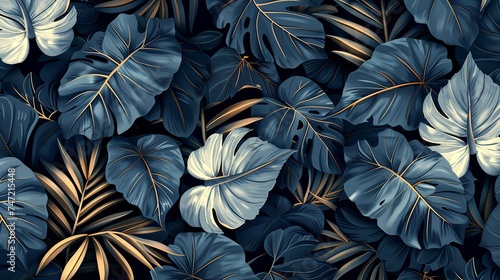 Unified tropical design encompassing old-fashioned  dark fallen foliages  vector image and space  Generative AI.