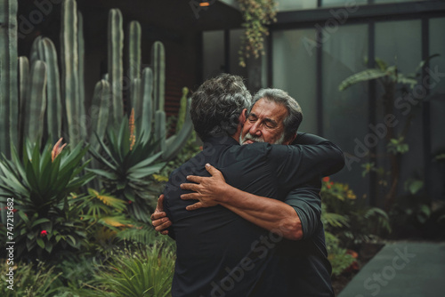 Father and son embracing on fathers day. Generative AI photo