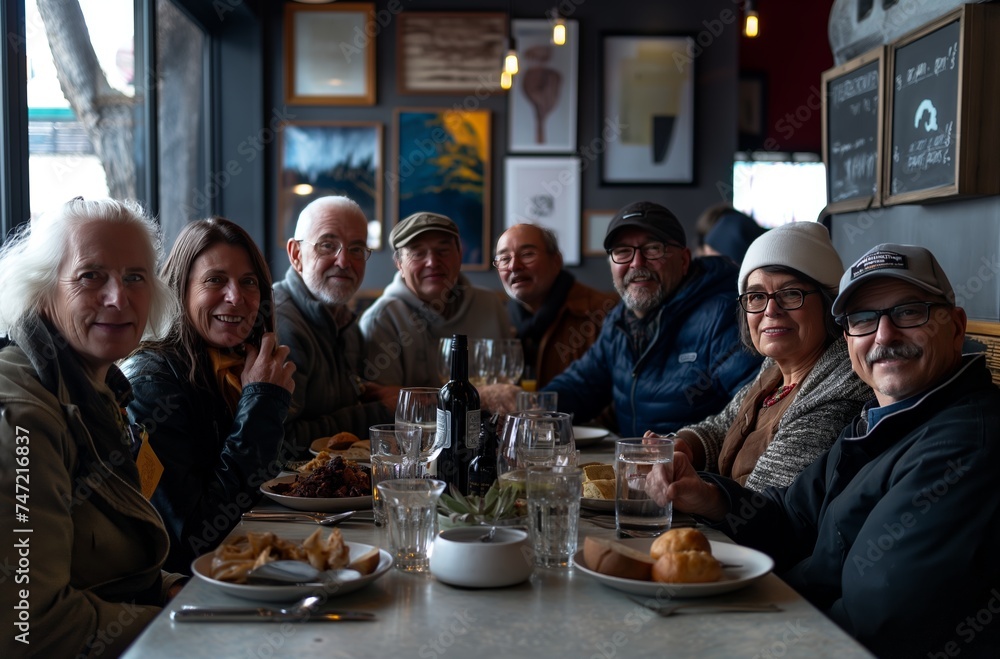Group of adults dining together Group of adults dining together