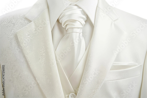 A White Wedding Tuxedo Suit for Men on Transparent Background