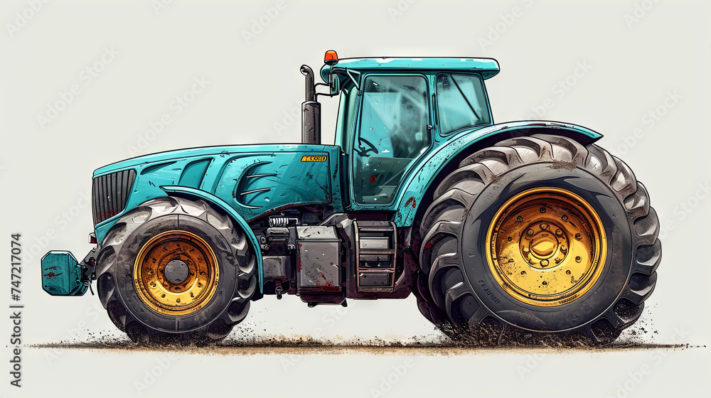 Obraz premium Illustration of blue tractor