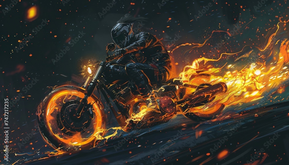 Fiery Ride A Motorcycle Adventure in the World of Fire and Flames Generative AI Fiery Ride A Motorcycle Adventure in the World of Fire and Flames Generative AI