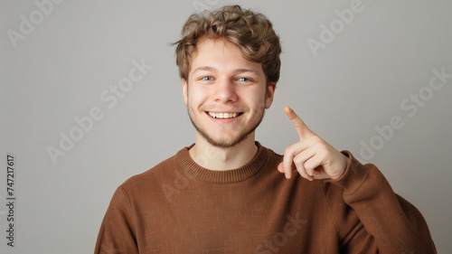Young man pointing at you, Portrait, Smiling, Generative AI