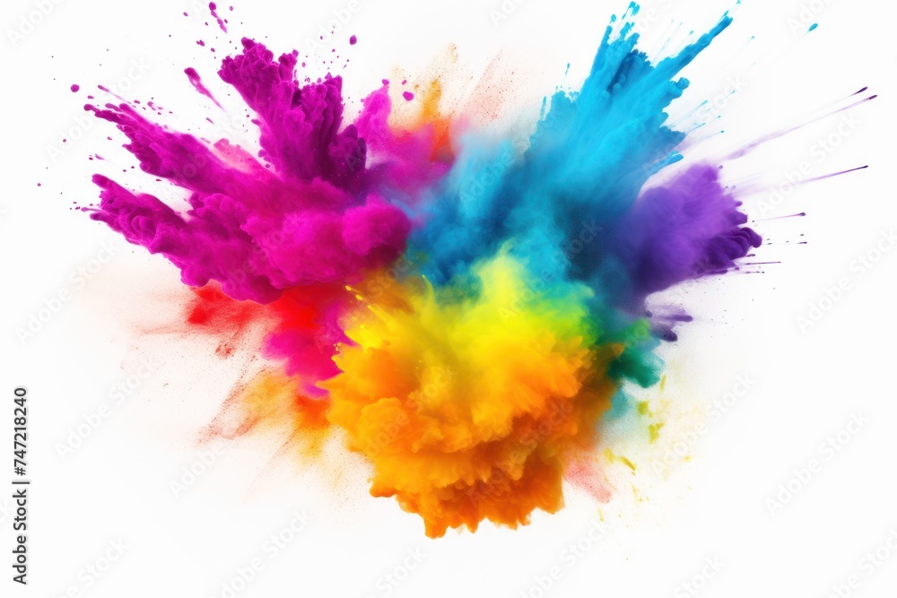 background for graphic concept work,colorful rainbow holi paint color powder explosion isolated 