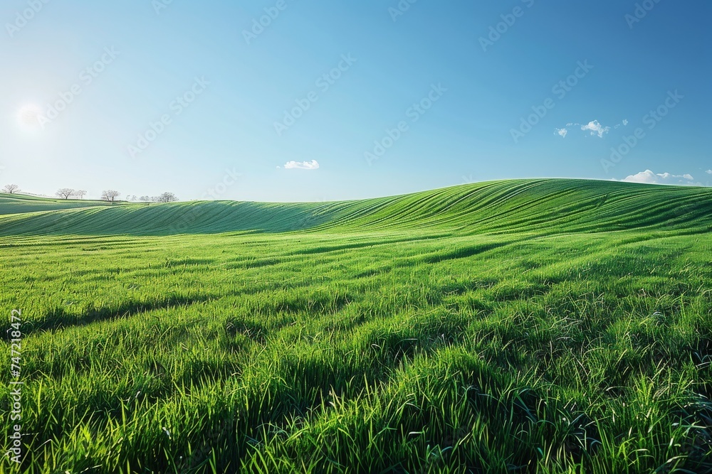 Grassy Field Under a Blue Sky