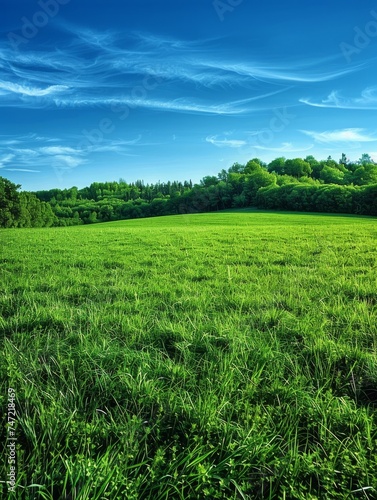 Grassy Field With Trees in the Background