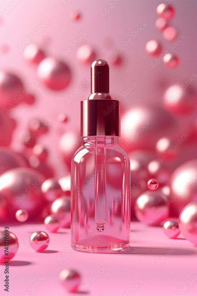 Pink cosmetic dropper bottle mock-up Pink cosmetic dropper bottle mock-up