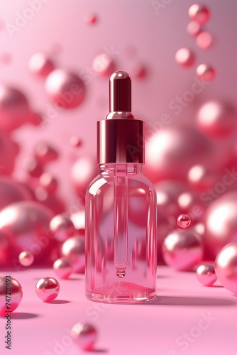 Pink cosmetic dropper bottle mock-up 