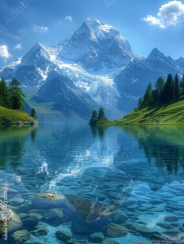 Mountain Lake With Background Mountain Range