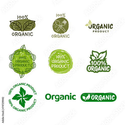 Organic labels set. Collection various logo for organic cosmetics or products isolated on white background