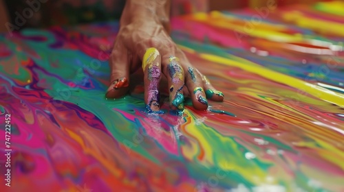 Artist Hand on Canvas. Paint, Painting, Drawing, Colorful, Art, Artistic, Process, Watercolor, Oil 