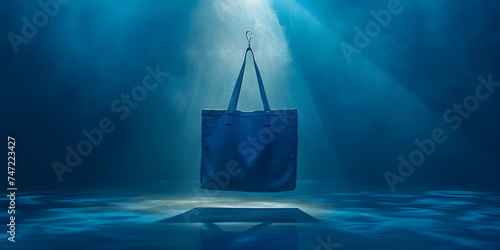 A blue tote bag Classic blue drawstring pack template, bag for sport shoes on blue background Elevating Your Style with Chic Tote Bag Choices