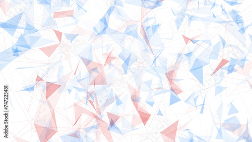 Abstract red blue triangle shapes pattern on white illustration background.