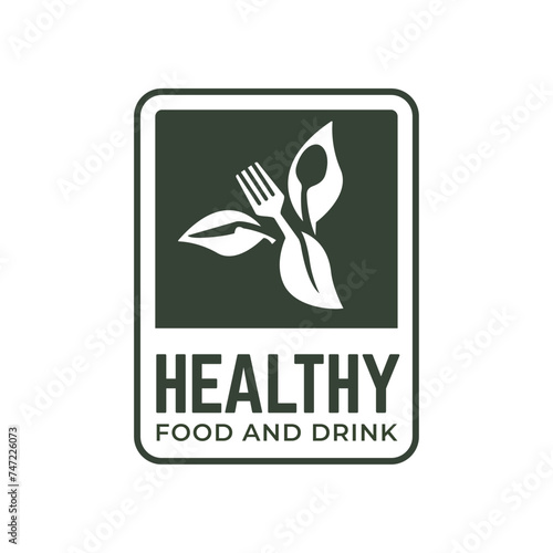 healthy food logo design with leaf elements.  Organic food vector design