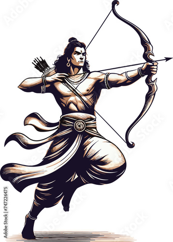 Lord Rama is ready with bow and arrow vector illustration