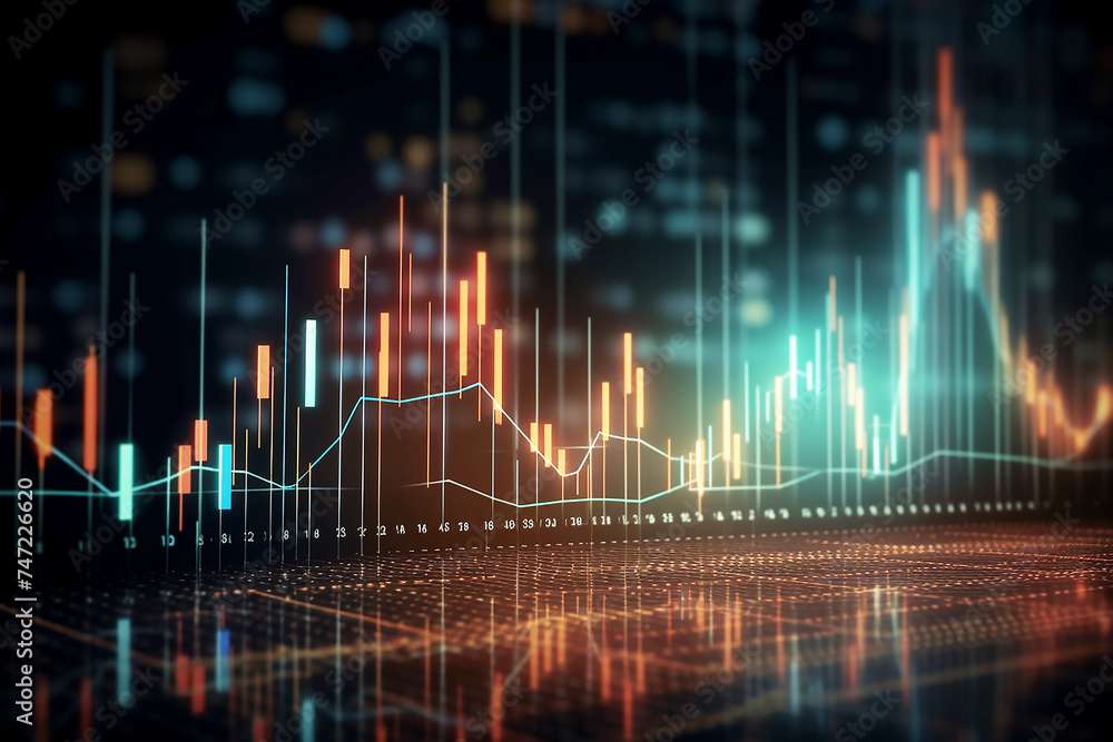 Financial graph of the rise and fall of quotes on the stock exchange. Business background. Financial graph of the rise and fall of quotes on the stock exchange. Business background.