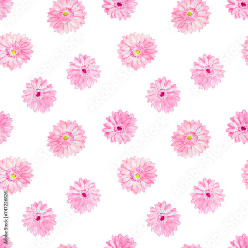 Hand drawn watercolor Flower background, gerbera pattern , pink ,fabric pattern, gerbera, pink flowers, textile design , bloom, watercolor, floral illustrations, botanical, blossom