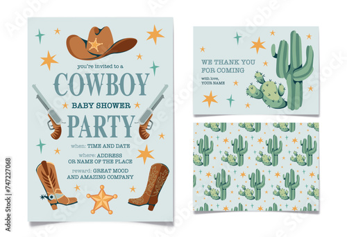 Wild west Birthday party invitation template.