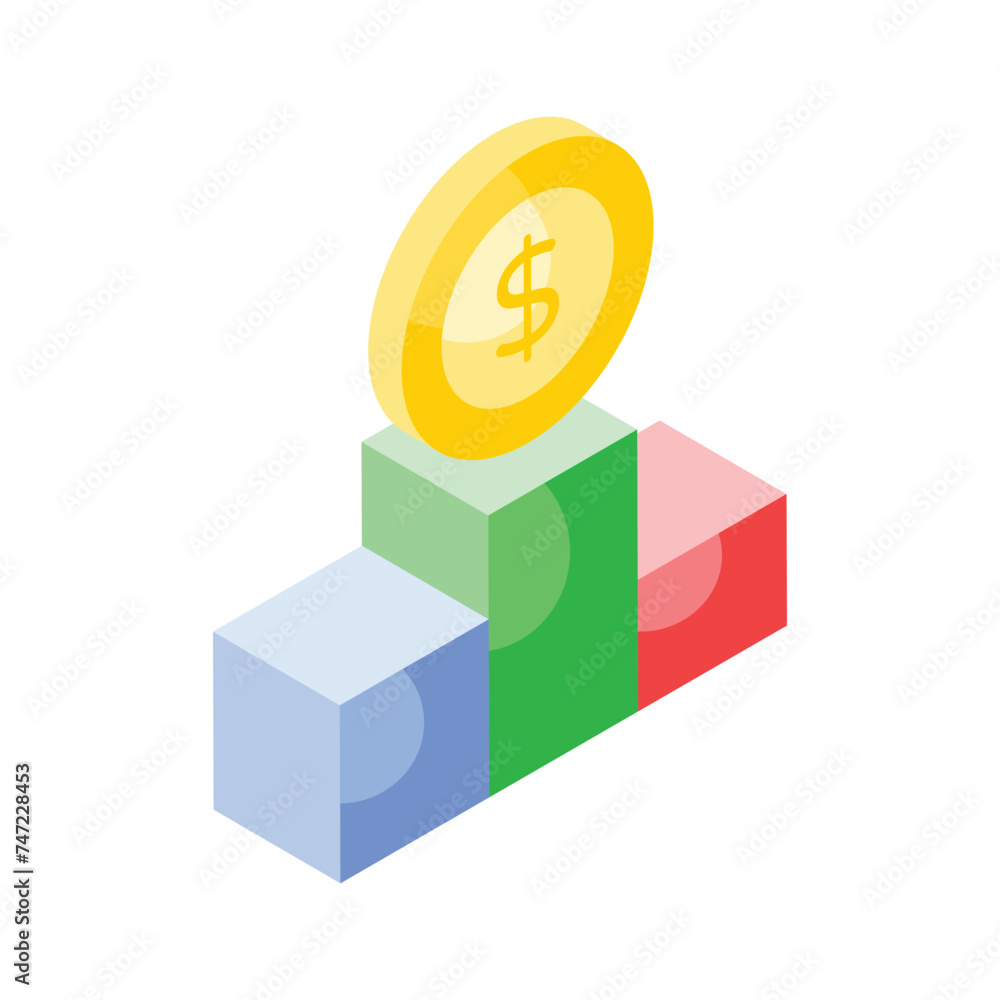 An amazing isometric icon of financial podium in modern design style An amazing isometric icon of financial podium in modern design style