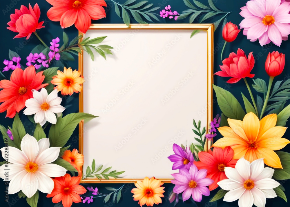 Floral frame. Wedding invitation card with summer and spring flowers. Can be used for your banner, template, cards Floral frame. Wedding invitation card with summer and spring flowers. Can be used for your banner, template, cards
