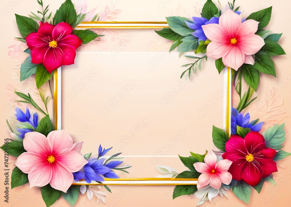 Floral frame. Wedding invitation card with summer and spring flowers. Can be used for your banner, template, cards