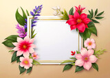 Floral frame. Wedding invitation card with summer and spring flowers. Can be used for your banner, template, cards
