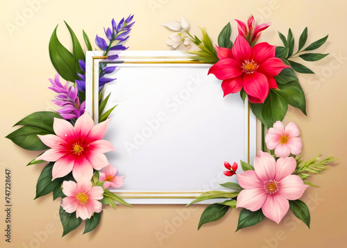 Floral frame. Wedding invitation card with summer and spring flowers. Can be used for your banner, template, cards