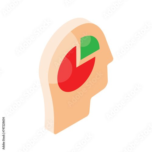 Pie chart inside human mind showing concept icon of analytical mind