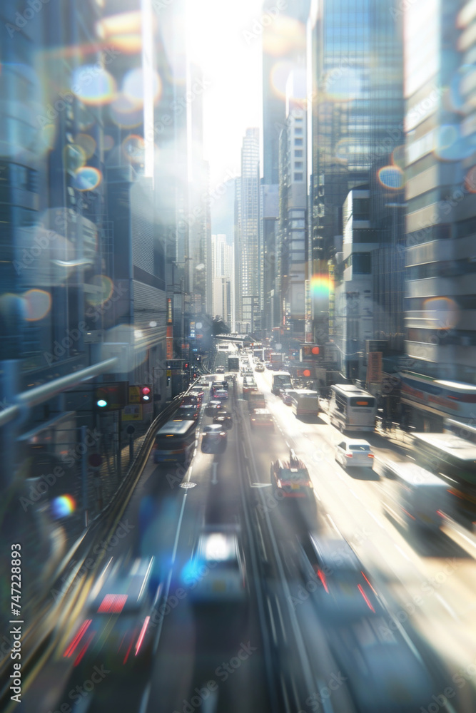 Business traffic on the highway in city. Business traffic on the highway in city.
