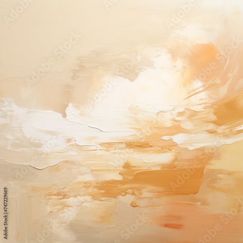 Abstract colorful brush strokes of peach and white flowers on the wall, background texture