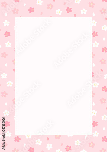 Cherry blossom pattern design frame template background.